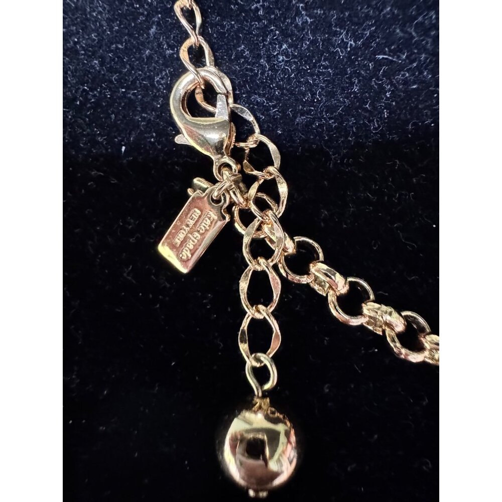 Kate Spade Gold Chain Necklace With Coral Gemstones & Clasp Squared Away - Picture 5 of 7